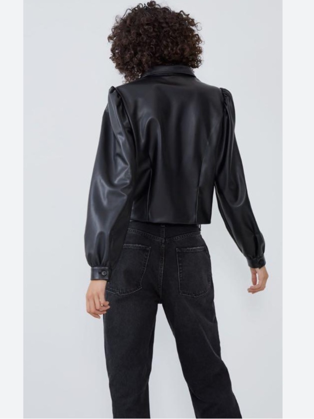 NWOT Zara Black Faux Leather Cropped Jacket XXL - Picture 2 of 14
